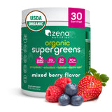Zena Nutrition Super Greens en pote, polvo verde para apoyar energía diaria
