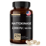 Zenavea nattokinasa cápsulas, botella de 270, fuente para el bienestar diario.