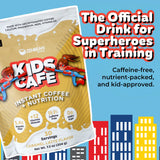 Zenbean Kids Cafe Caramel Latte con dosificador para mezclar fácilmente.