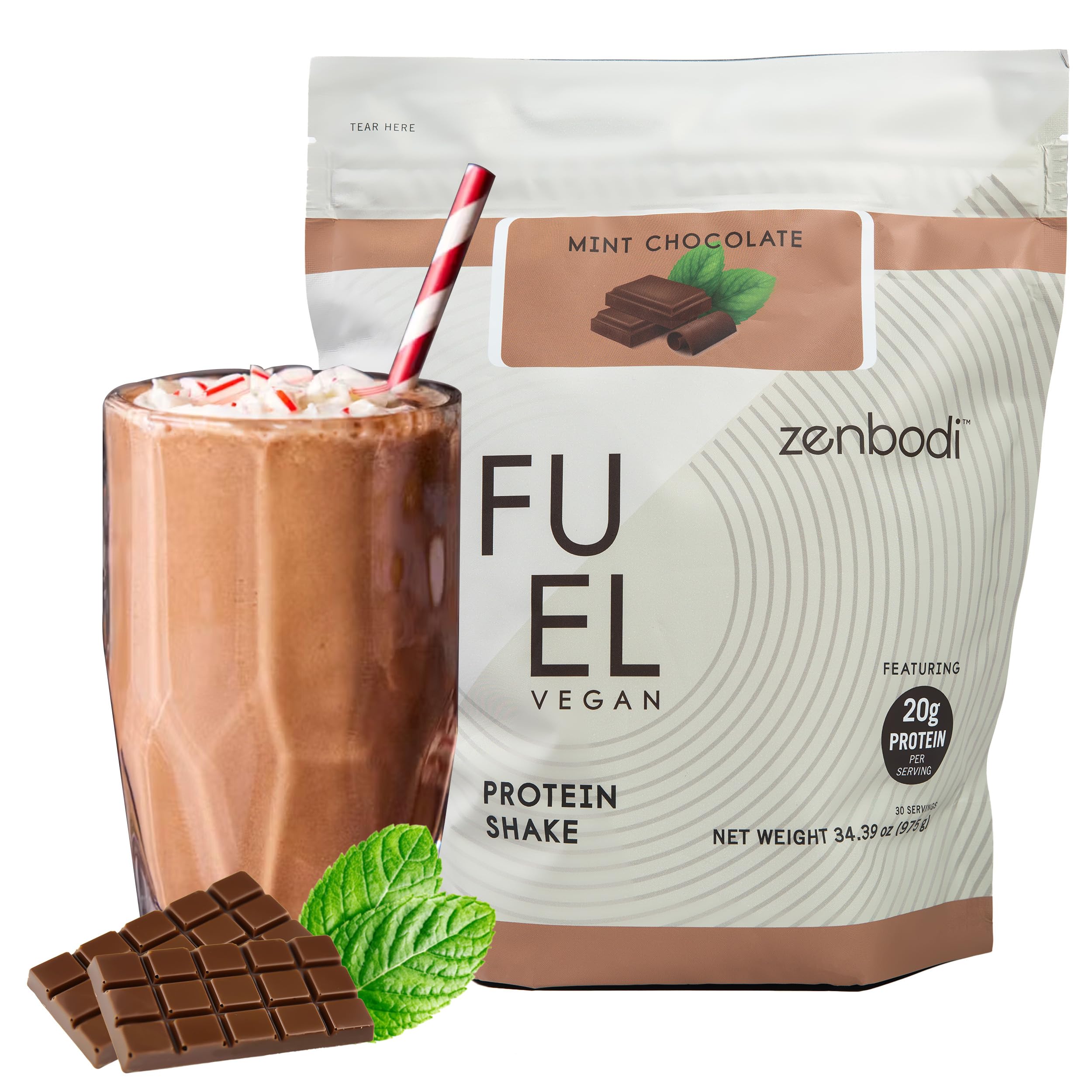 zenbodi Fuel Vegan Protein en bote frontal para comenzar el día con proteína vegetal.