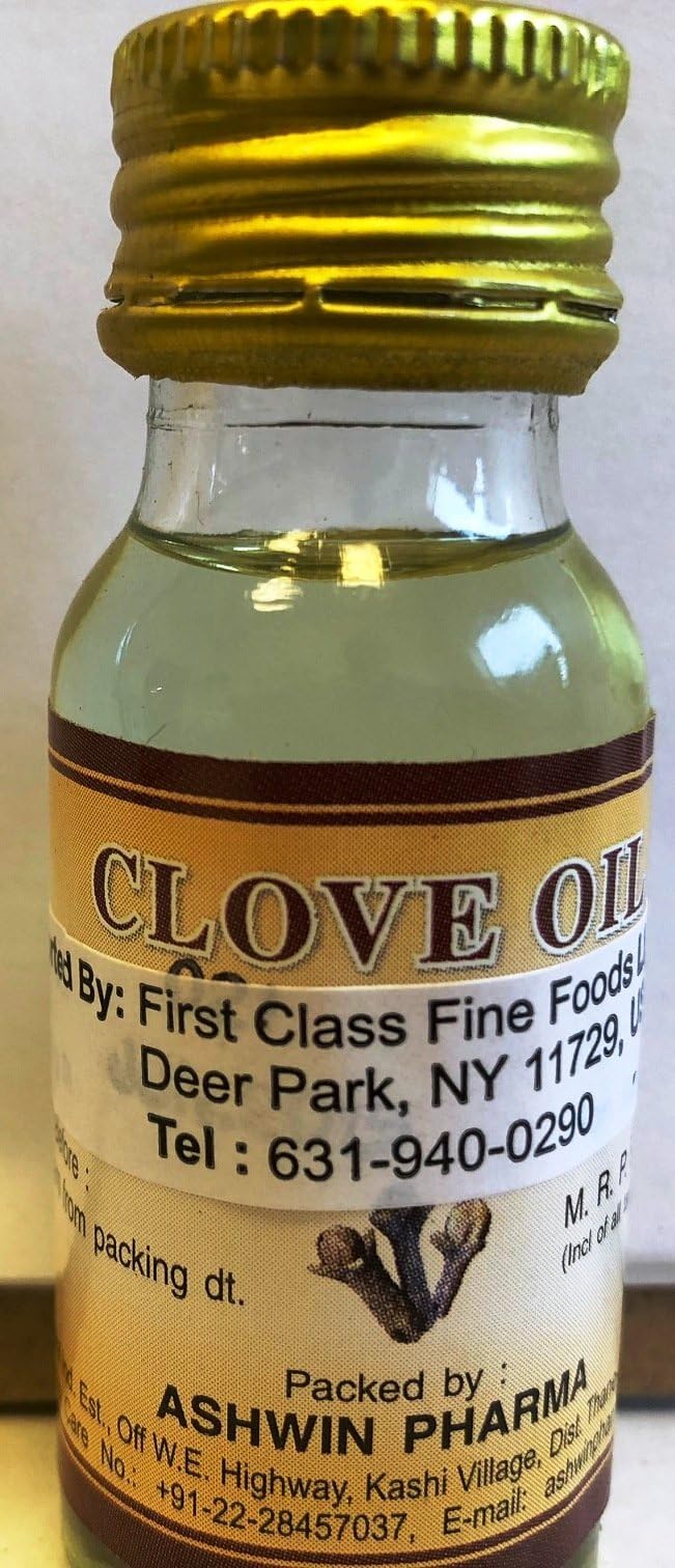 Aceite de clavo Zenia Ashwin en botella de 20 ml para higiene bucal natural.