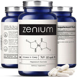 Botella Zenium Magnesio Glicinato junto a luz suave para descansar