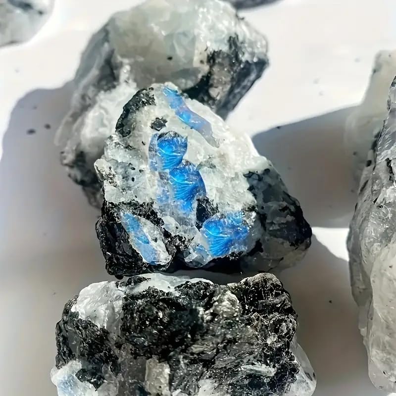 Zenkeeper Piedra luna arcoíris cruda para colección y decoración.