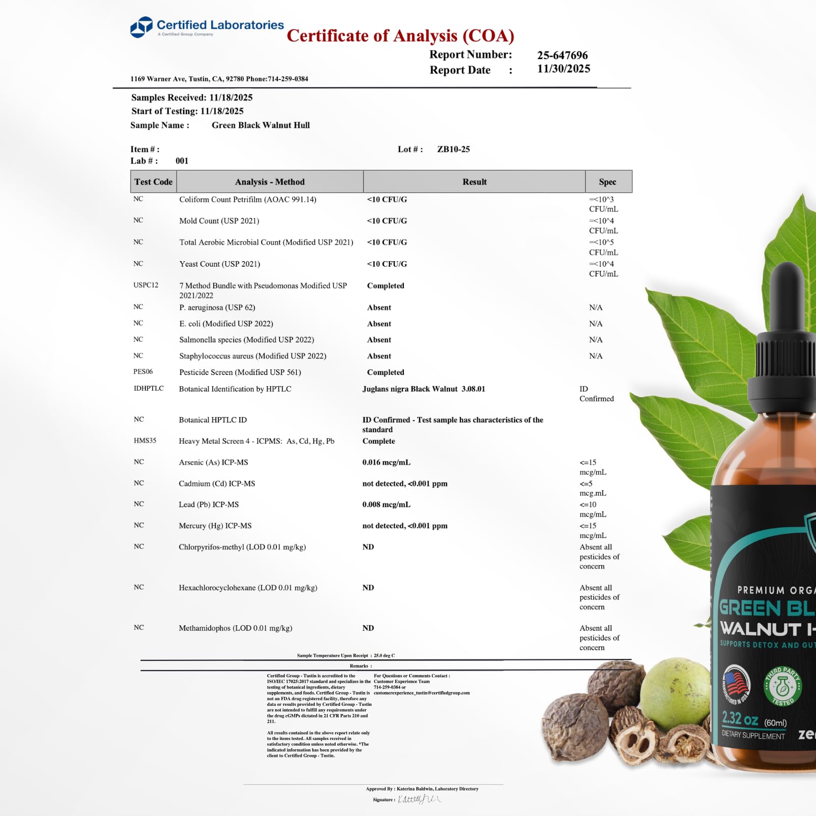 Envase estadounidense de Zenmen Tinctura Cascara Nuez Verde