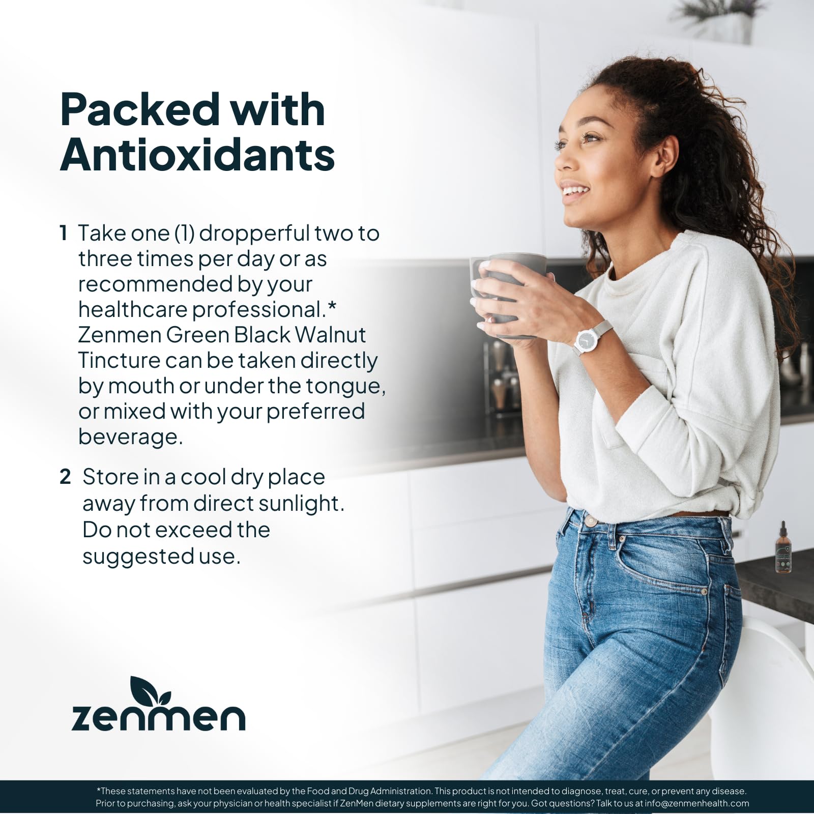 Ingredientes naturales de Zenmen Tinctura Cascara Nuez Verde