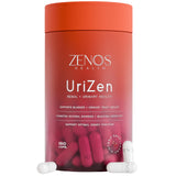 UriZen de Zenos Health, cápsulas en botella, apoyo a la salud renal y urinaria.