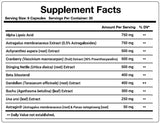 UriZen: etiqueta frontal resalta ingredientes clave para la salud urinaria.