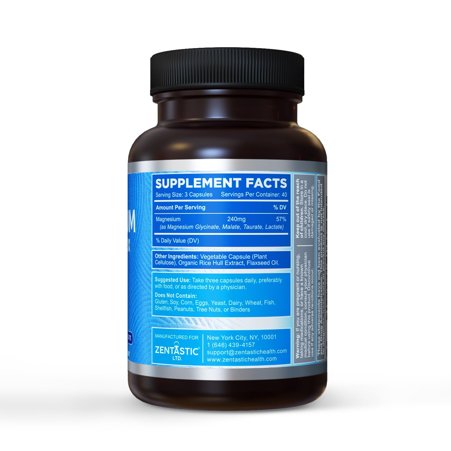 Uso diario de Zentastic Magnesium Complex para apoyo general.