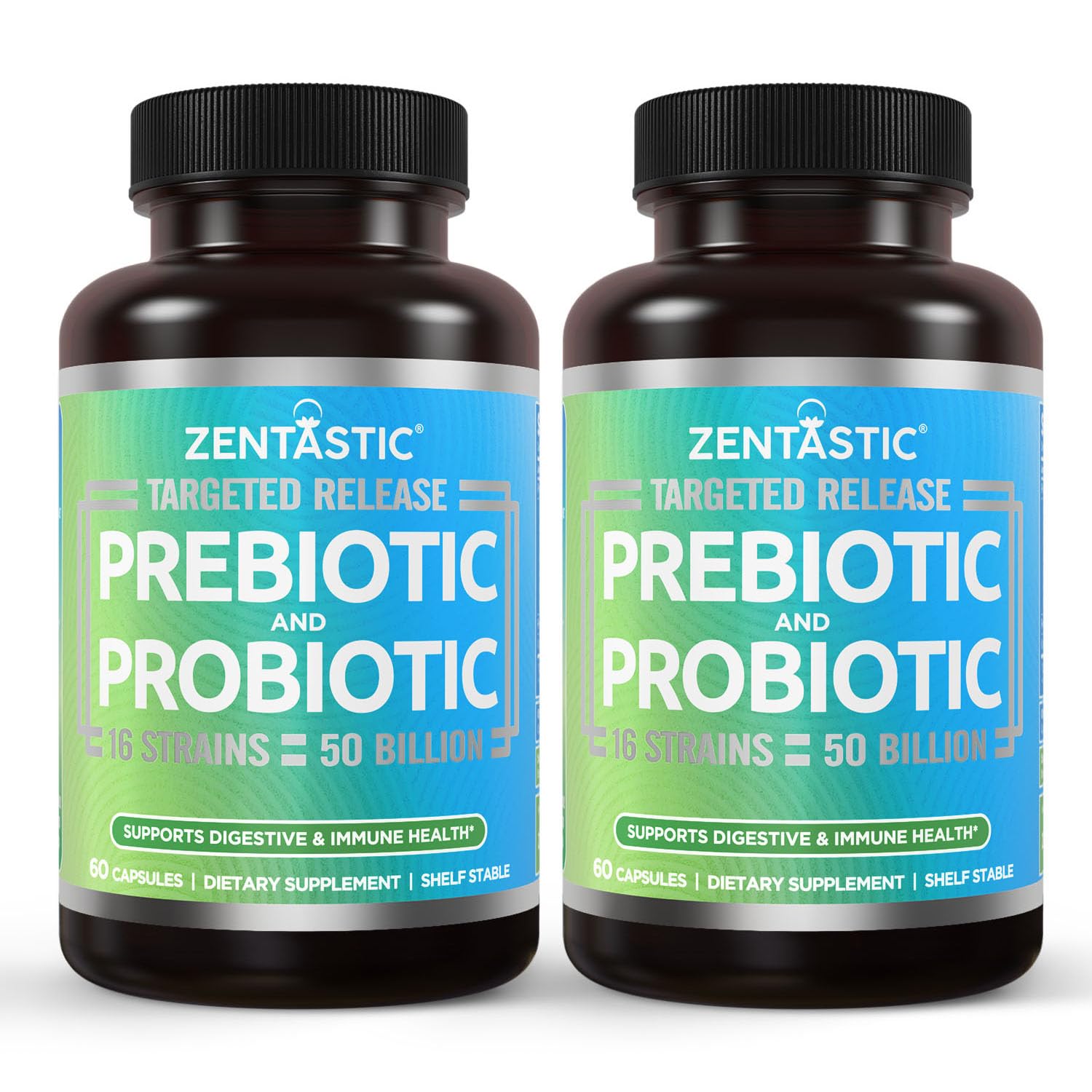 Zentastic Probiotics cápsulas vegetales para equilibrio intestinal diario.