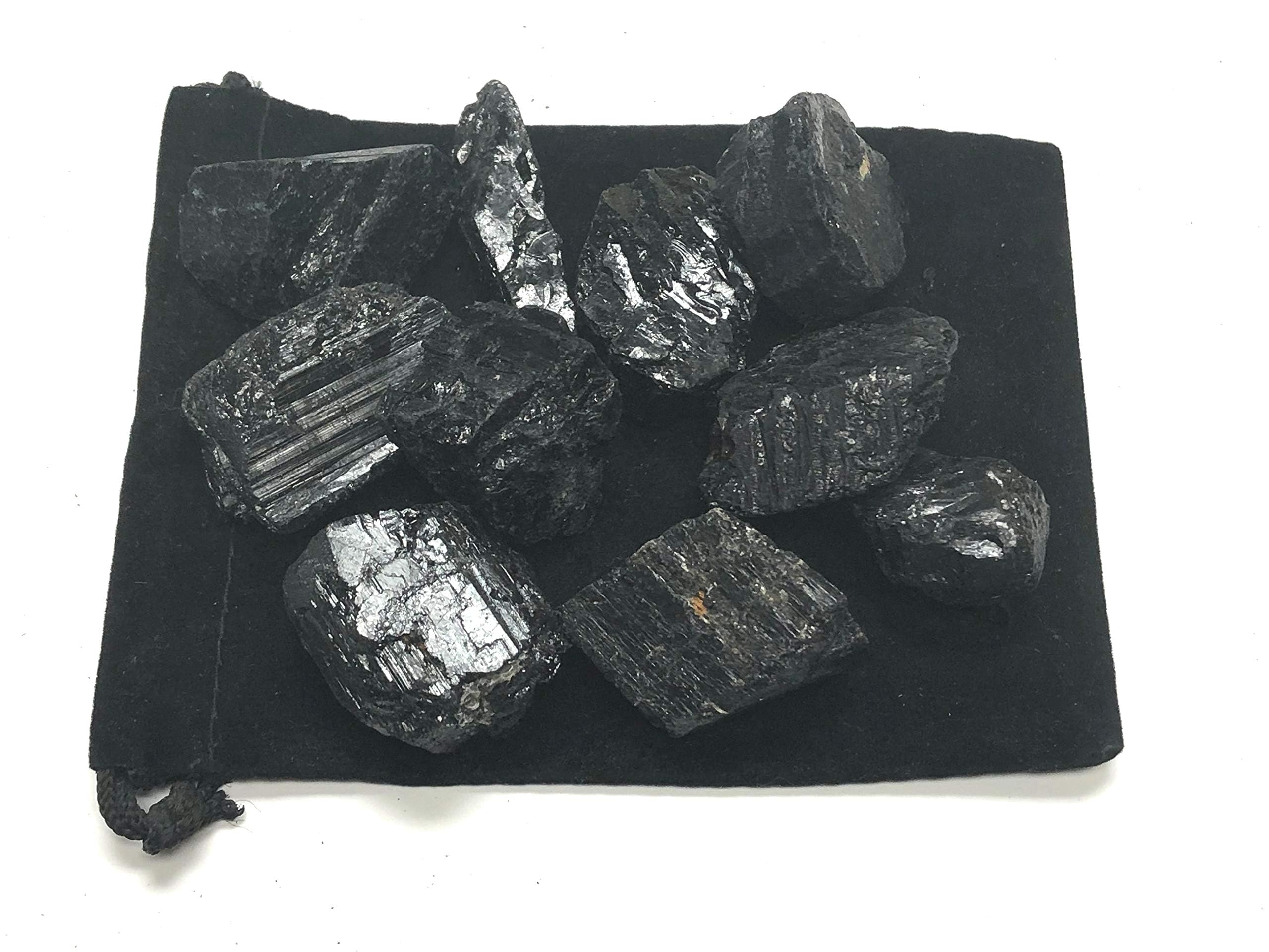 Zentron Crystal Collection turmalina negra bruta, brillo vítreo para exhibición.