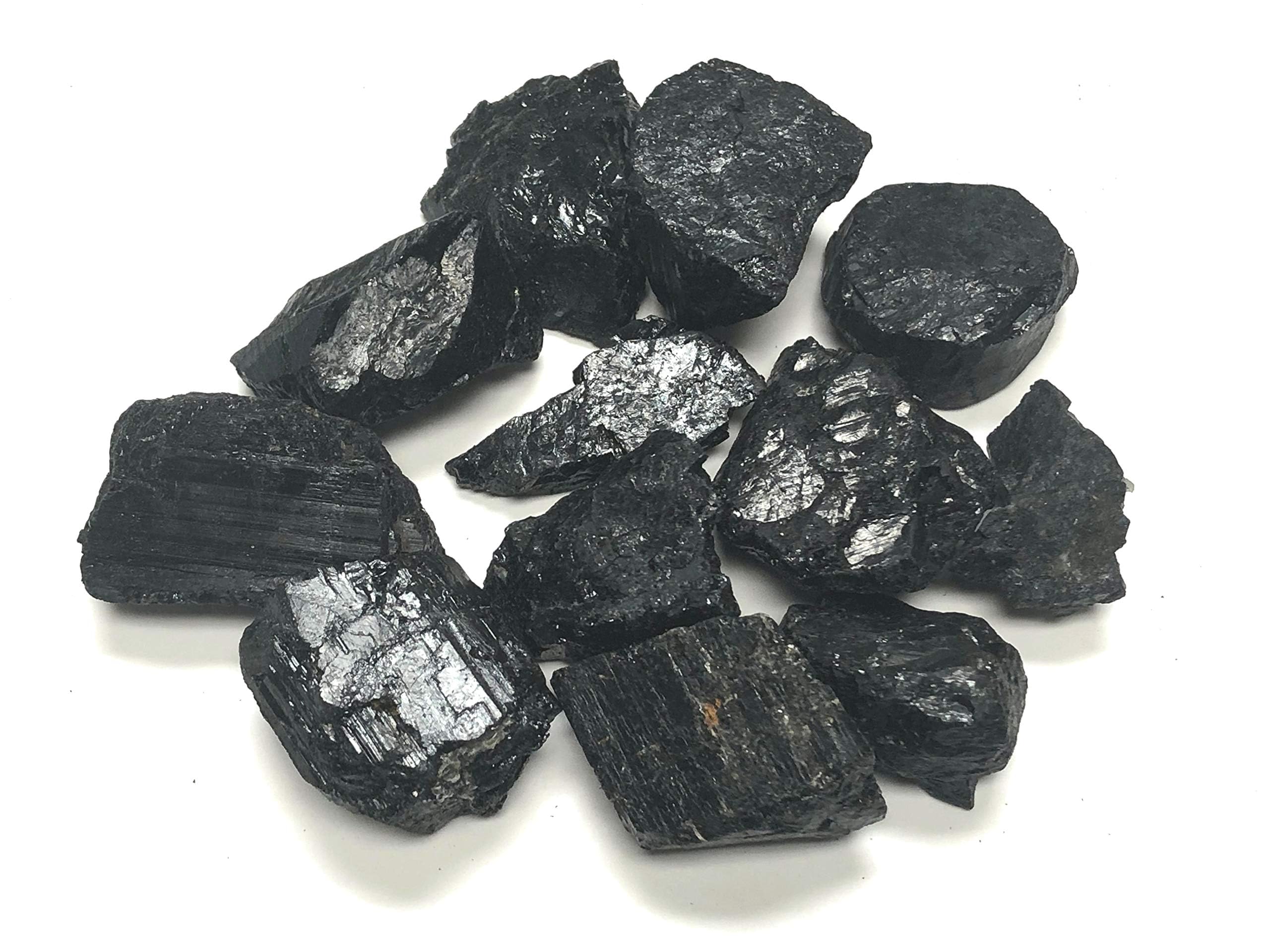 Zentron Crystal Collection turmalina negra bruta, bolsa de terciopelo para almacenamiento seguro.