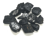 Zentron Crystal Collection turmalina negra bruta, bolsa de terciopelo para almacenamiento seguro.