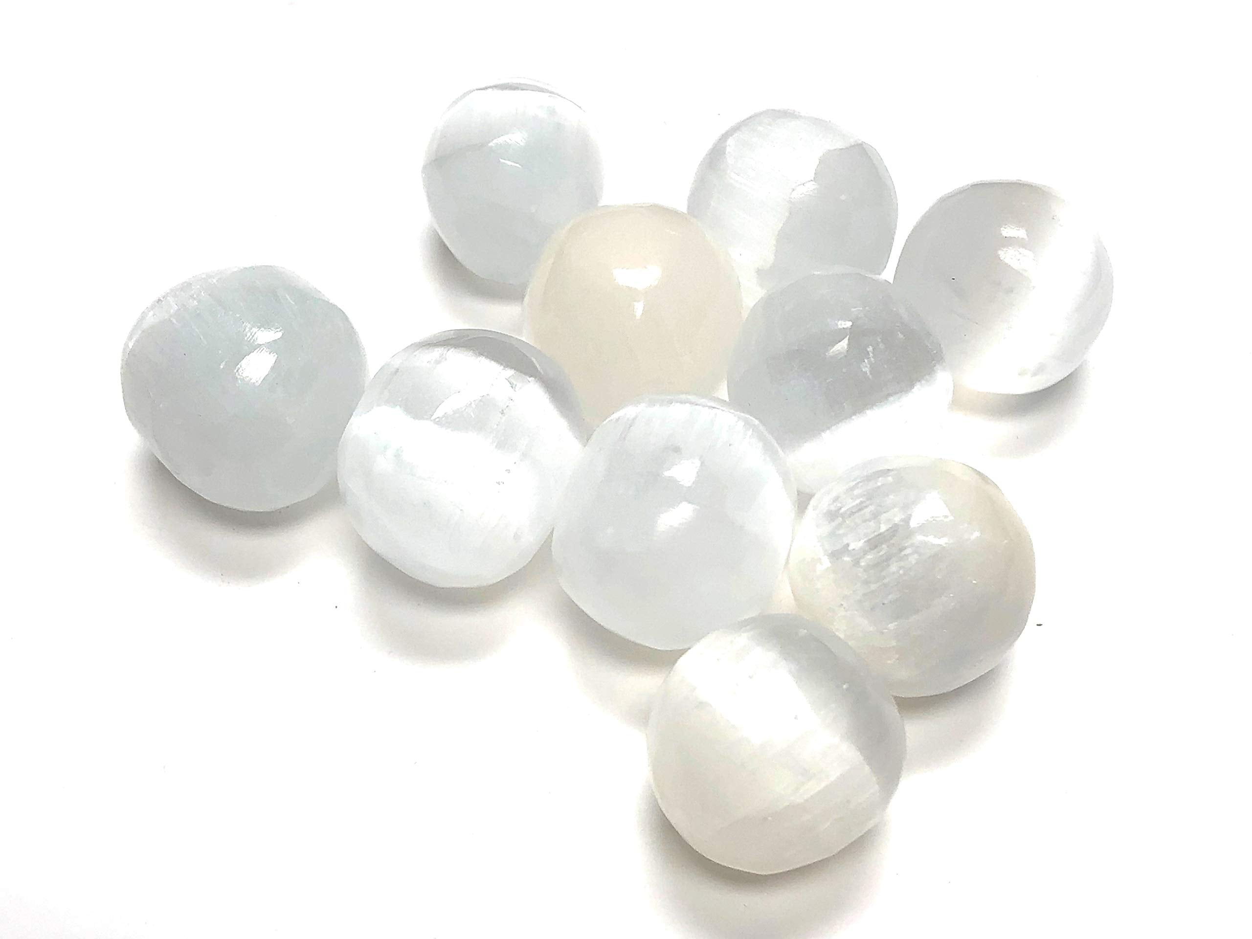 Piedra de selenita Zentron pulida de 1 pulgada para cabujado y decoración.
