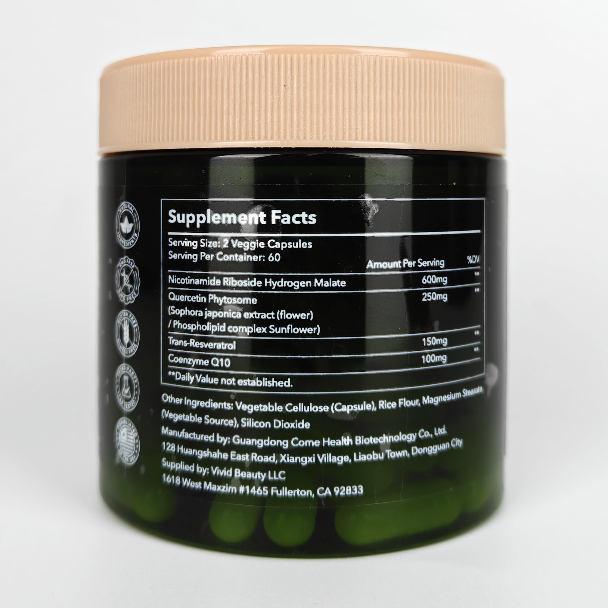 ZenUP NAD+ etiqueta muestra ingredientes clave para bienestar general.