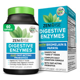 Zenwise Health Digestive Enzymes con bromelina y papaya, frasco listo para uso diario.