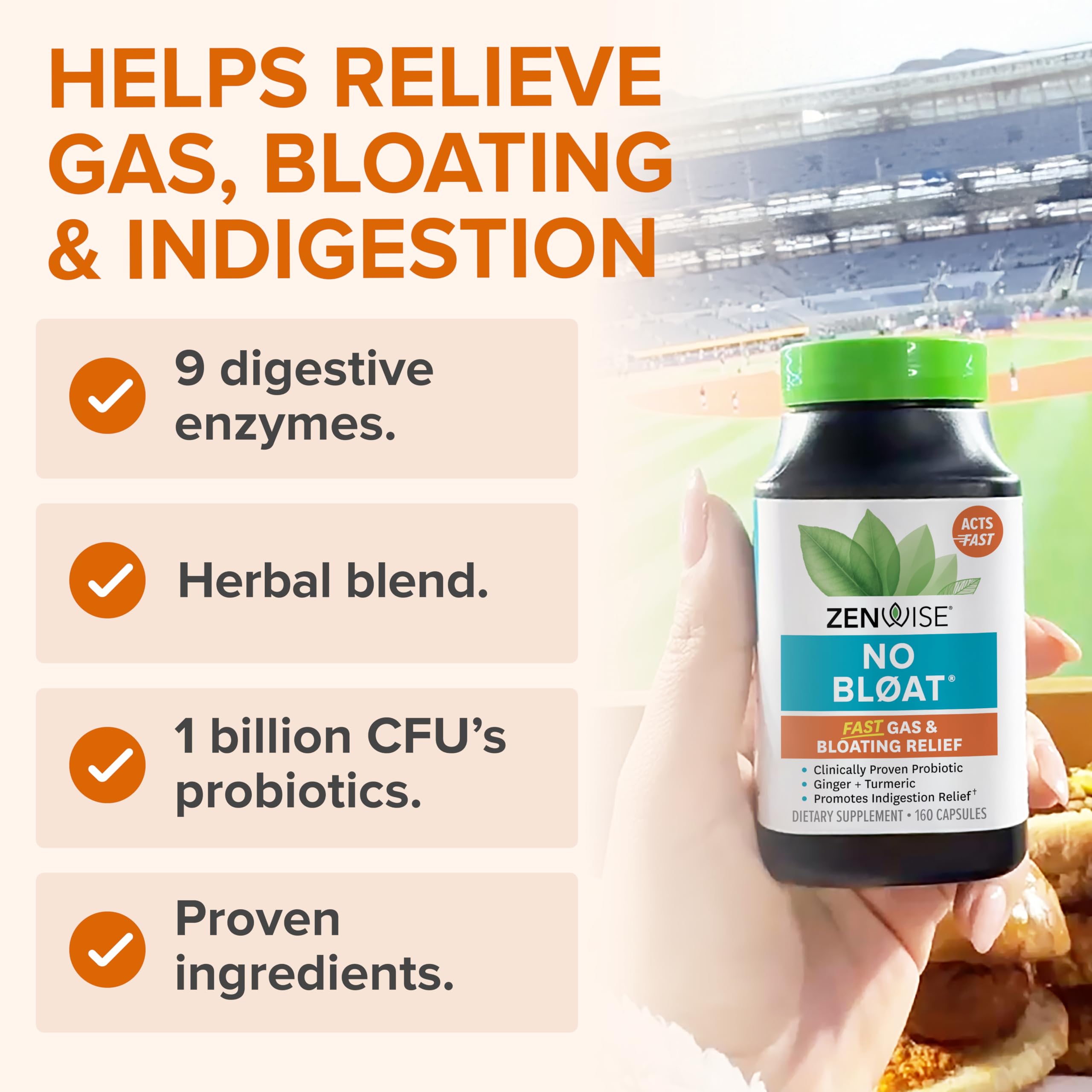 Enzimas digestivas de Zenwise Health descomponiendo macronutrientes.