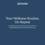 Zenwise Health, ingredientes clave visibles en la etiqueta.