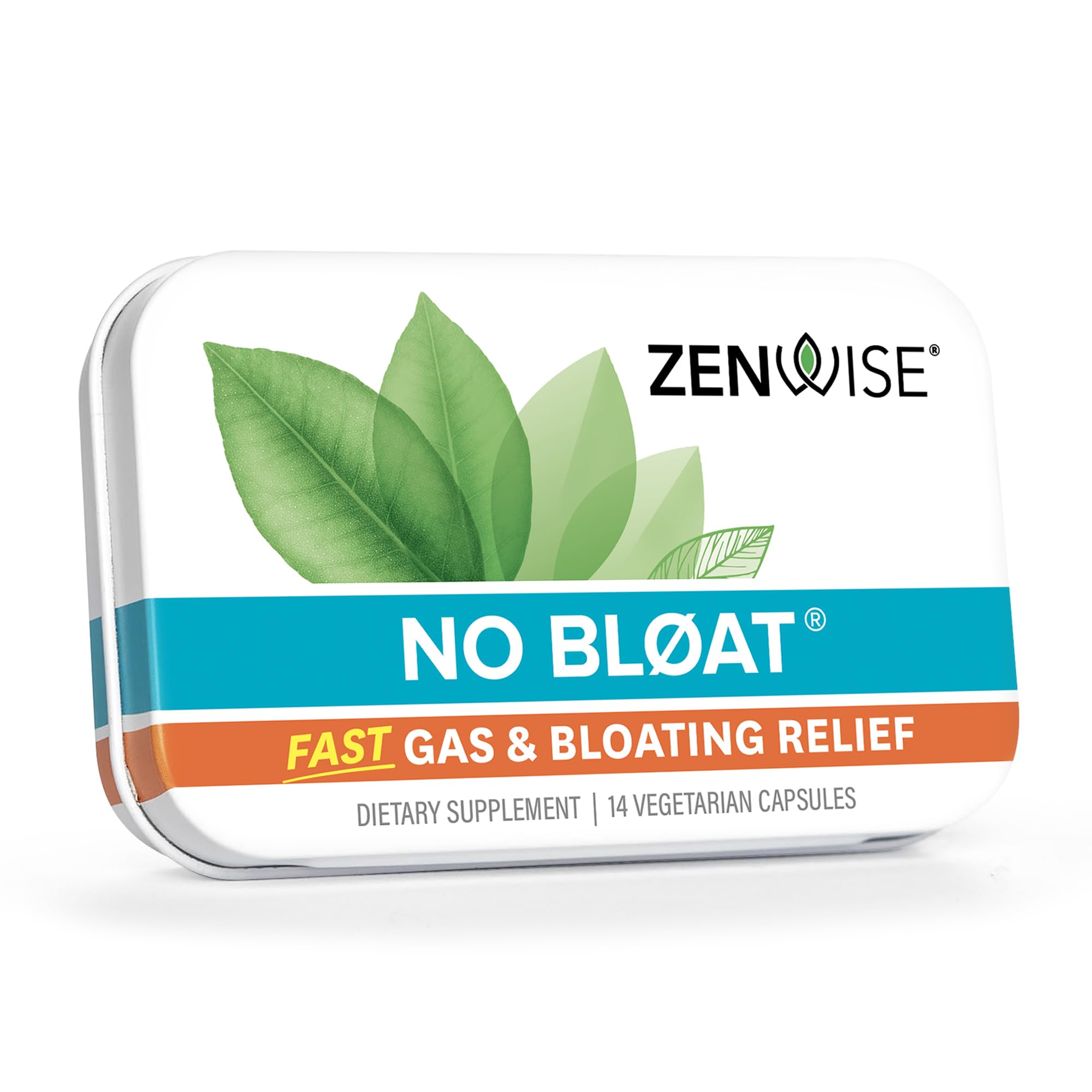 Zenwise Health No Bloat Probiotics, botella con cápsulas para equilibrio digestivo