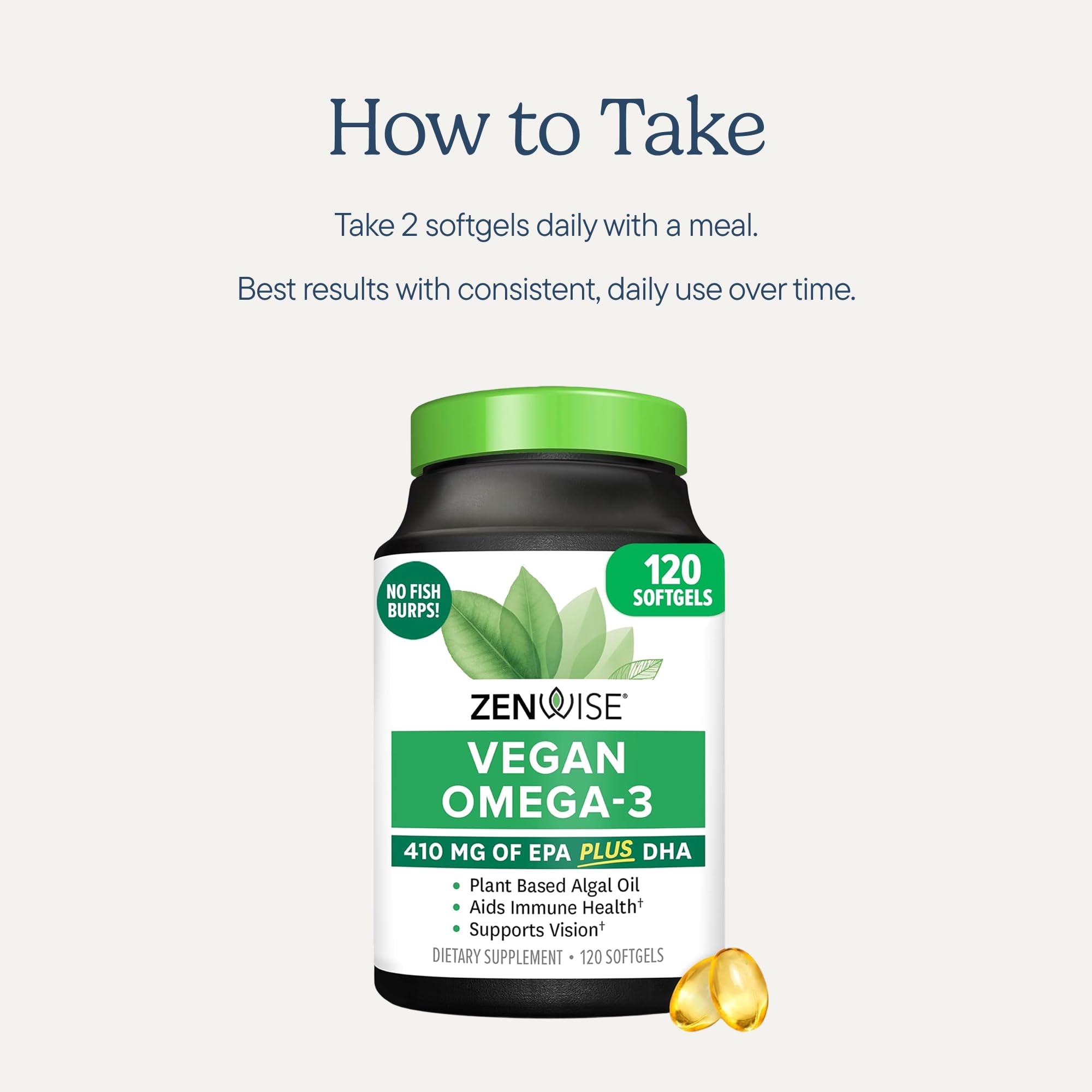 Soporte para corazón y cerebro: Omega 3 de algas de Zenwise Health