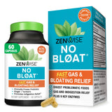 Zenwise Health No Bloat: cápsulas en botella con etiqueta, posible alivio digestivo tras comidas.