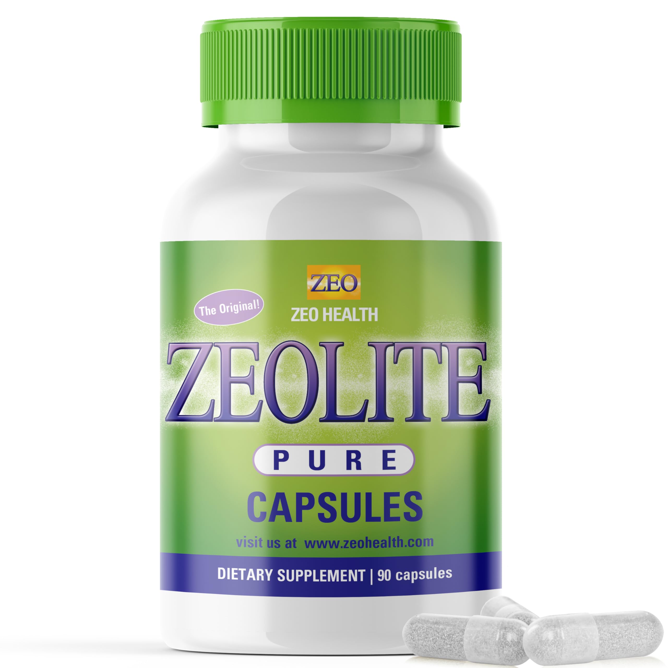 Zeo Health Zeolita Pure cápsulas en bote, toma diaria cómoda.