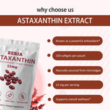 ZerIA Astaxantina 12mg, uso diario para ojos y piel saludables.