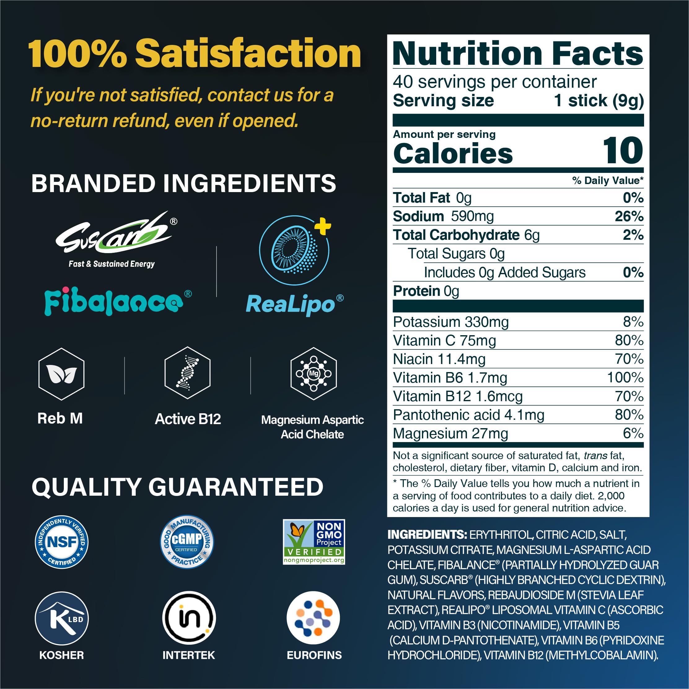 ZestLytes etiqueta nutricional destaca sodio, potasio y magnesio para equilibrio electrolítico.