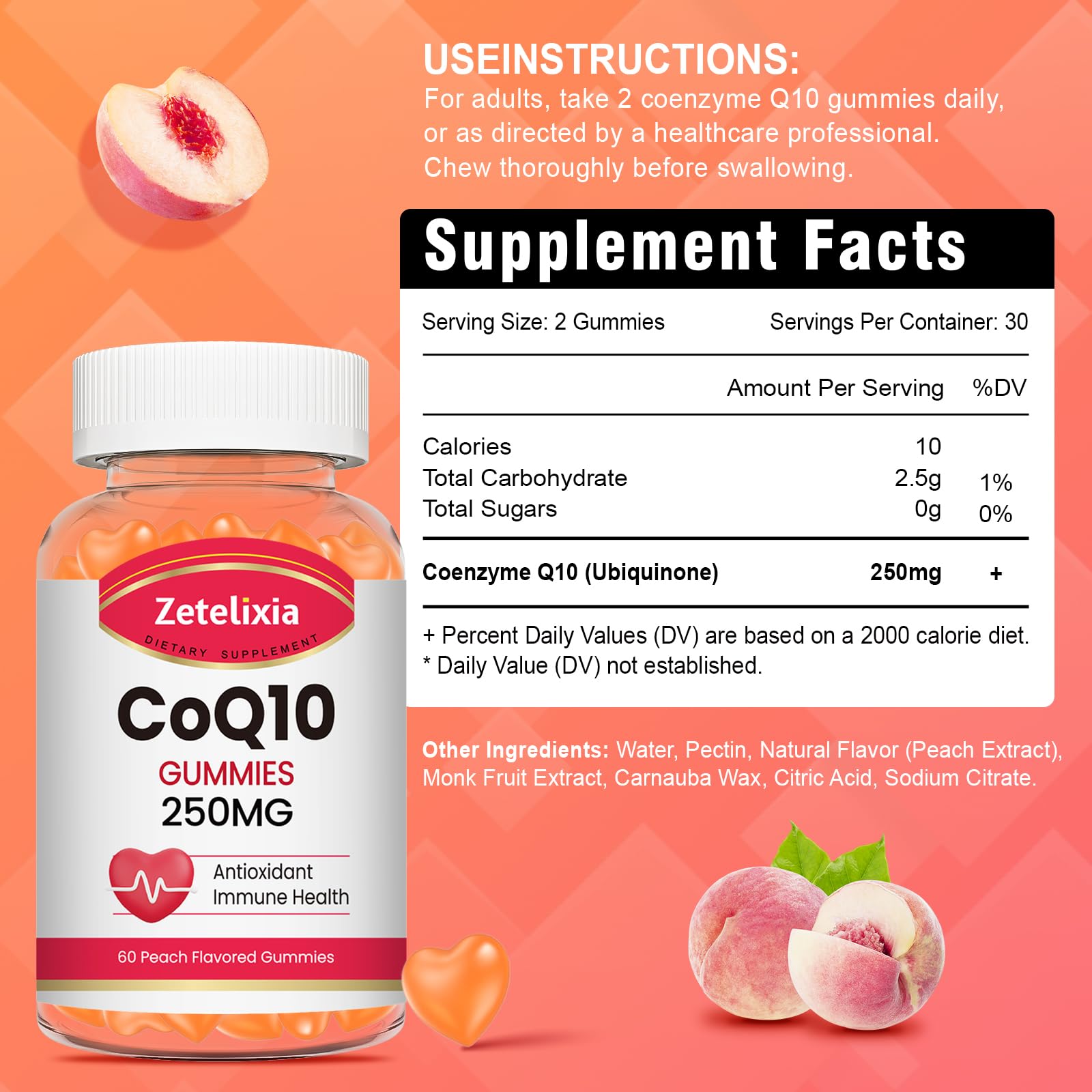 Zetelixia CoQ10 gomitas: textura suave para mejor ingestión