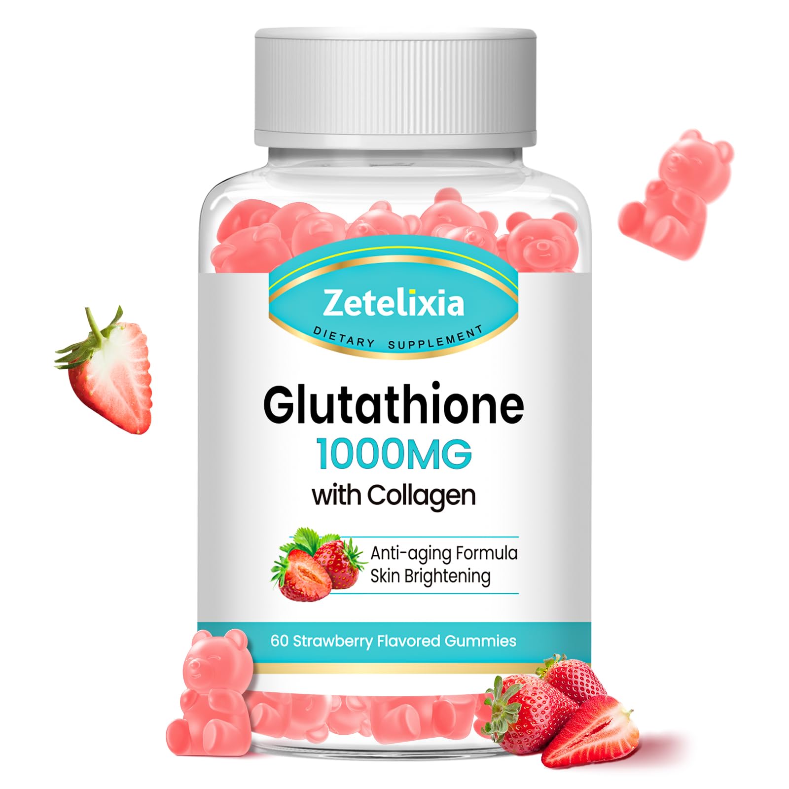 Zetelixia gominolas glutatión y colágeno en frasco para cuidado de la piel