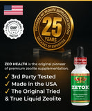 Zeo Health Zetox prueba de calidad de terceros garantiza pureza.