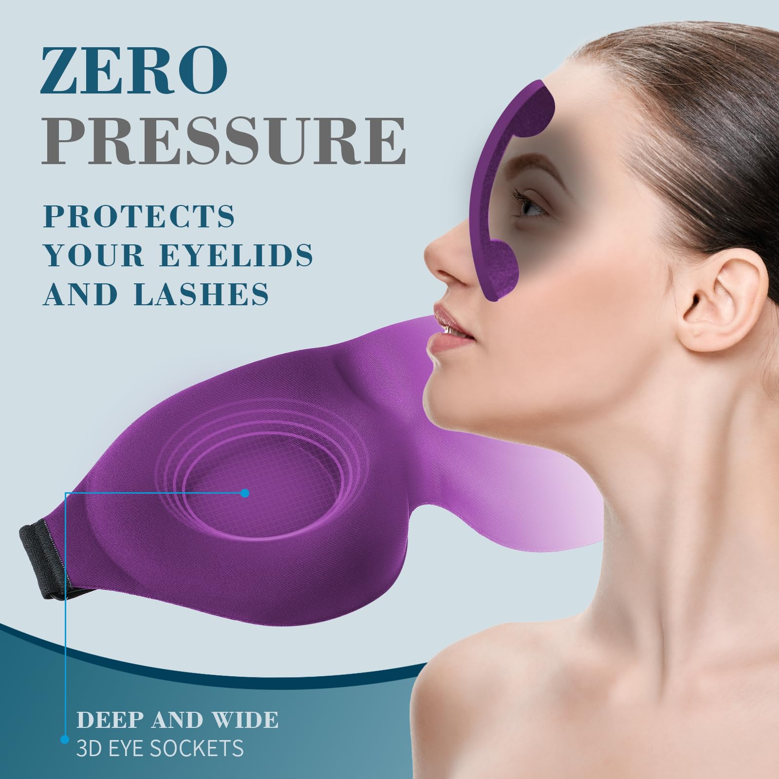 ZGGCD diseño 3D sin presión protege ojos y pestañas durante el sueño.