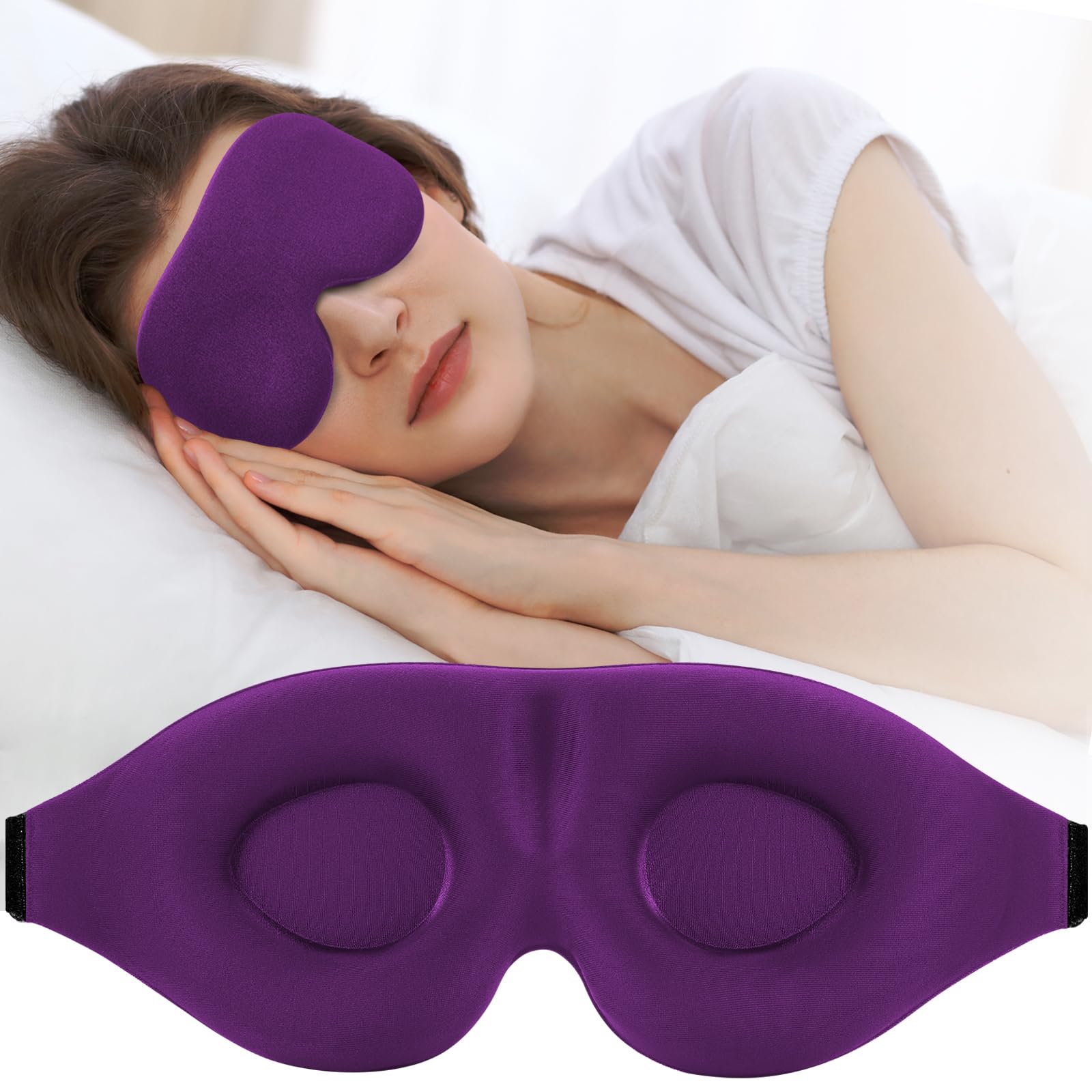 ZGGCD antifaz sueño 3D para dormir de lado, alivia la presión ocular y bloquea la luz.