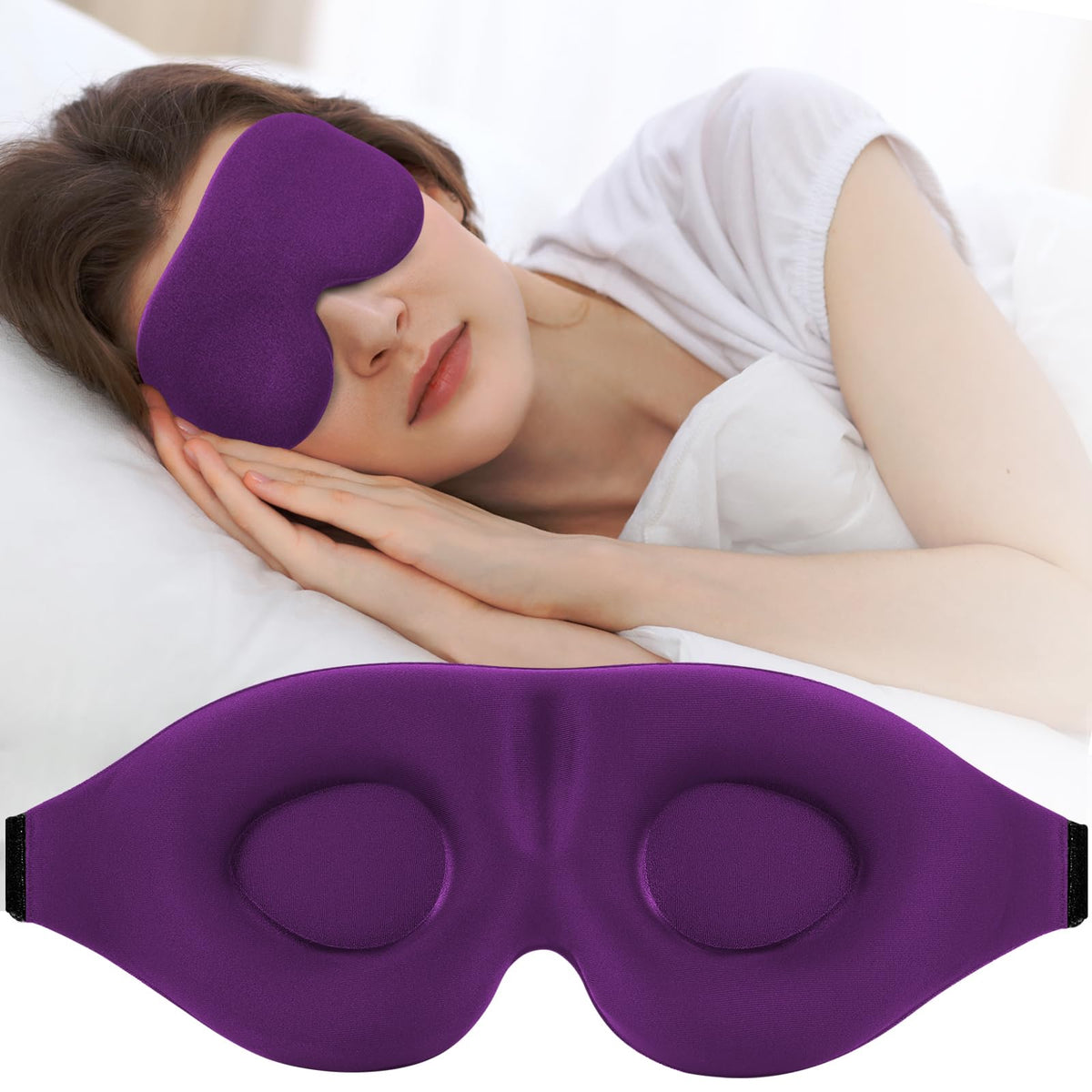 ZGGCD antifaz sueño 3D para dormir de lado, alivia la presión ocular y bloquea la luz.