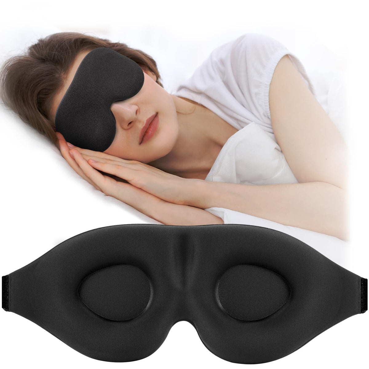 ZGGCD mascarilla dormir 3D contorno ojos evita presión y protege maquillaje.
