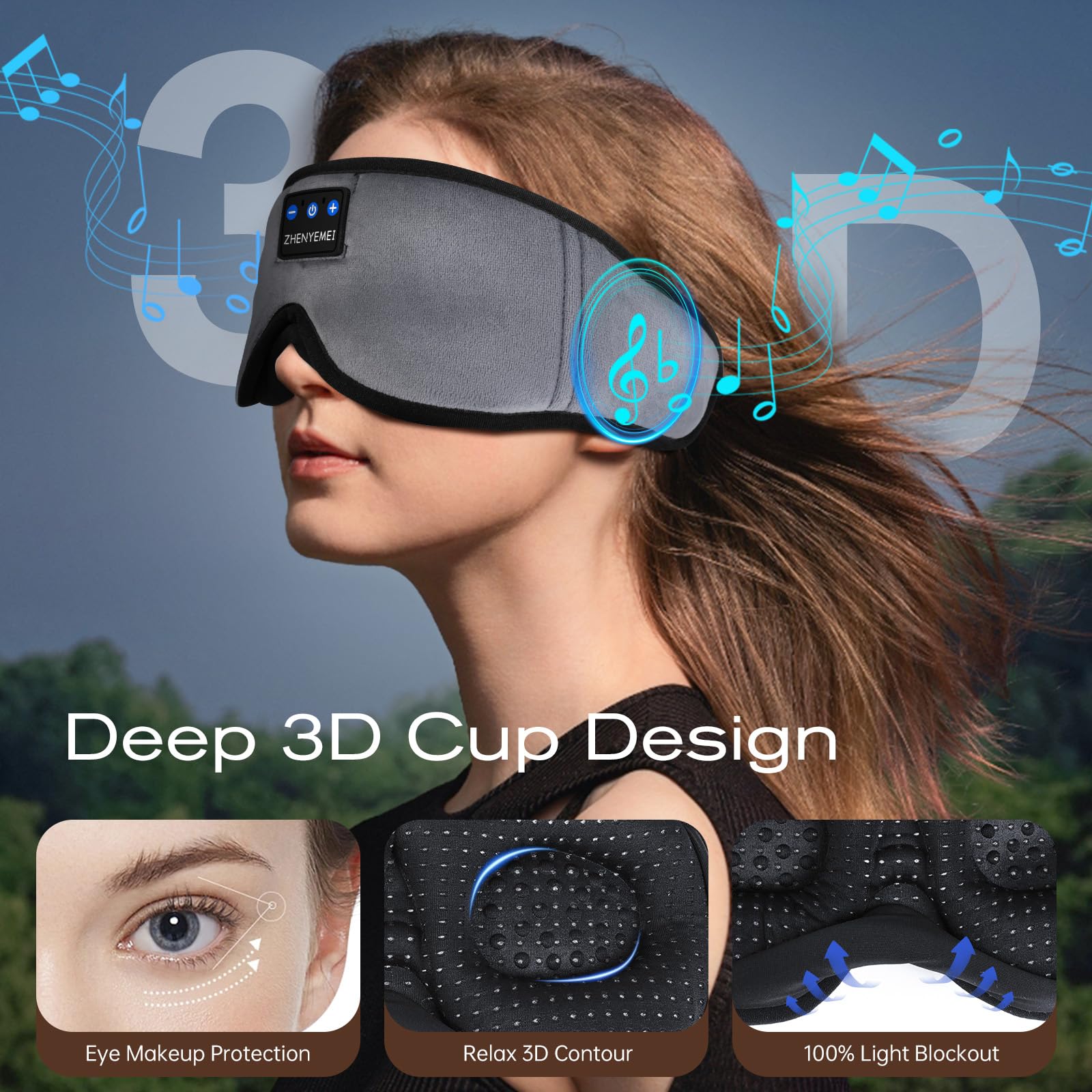 ZHENYEMEI máscara sueño ergonómica adecuada para distintos perfiles faciales