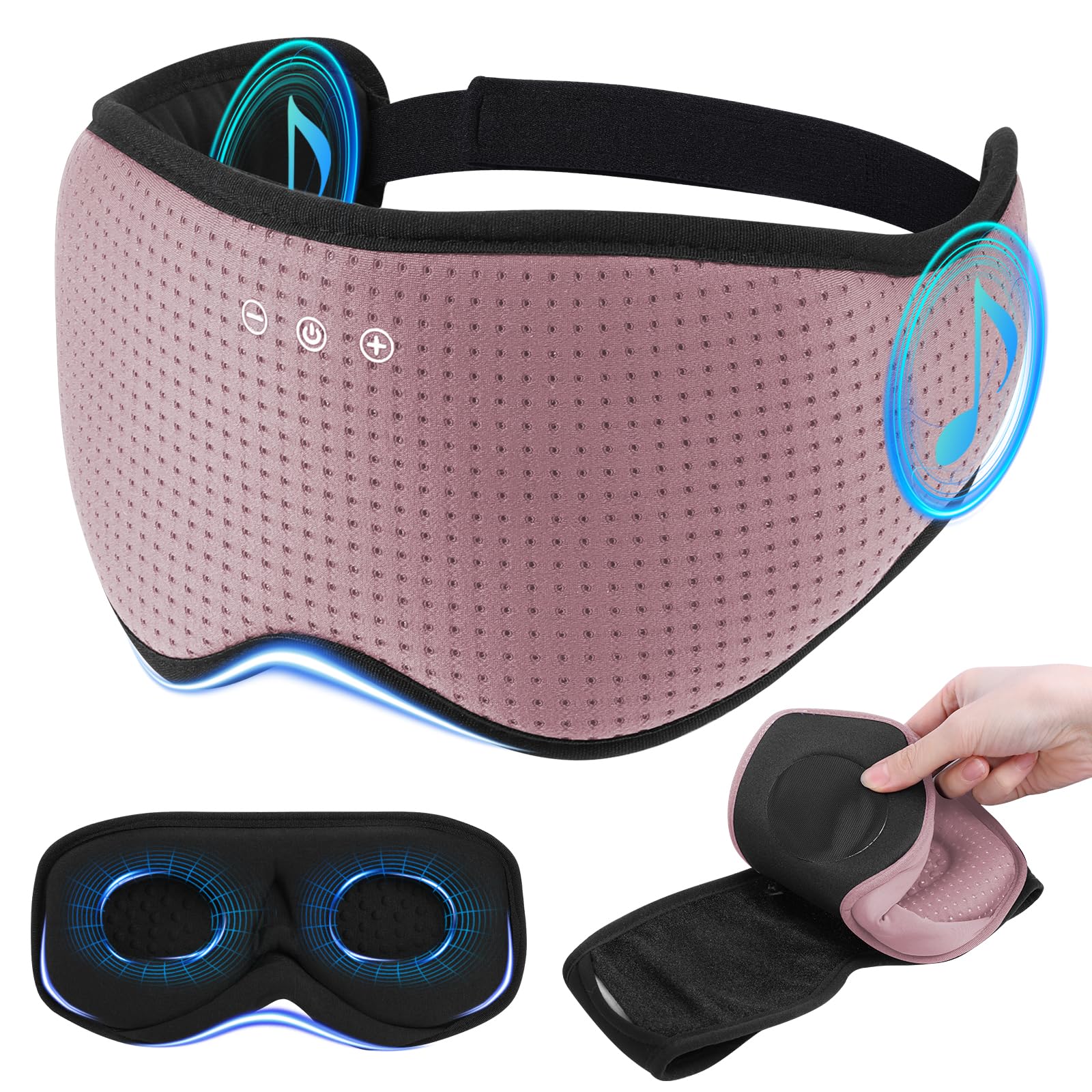 ZHENYEMEI máscara-sueño con auriculares BT para dormir cómodo y sin cables