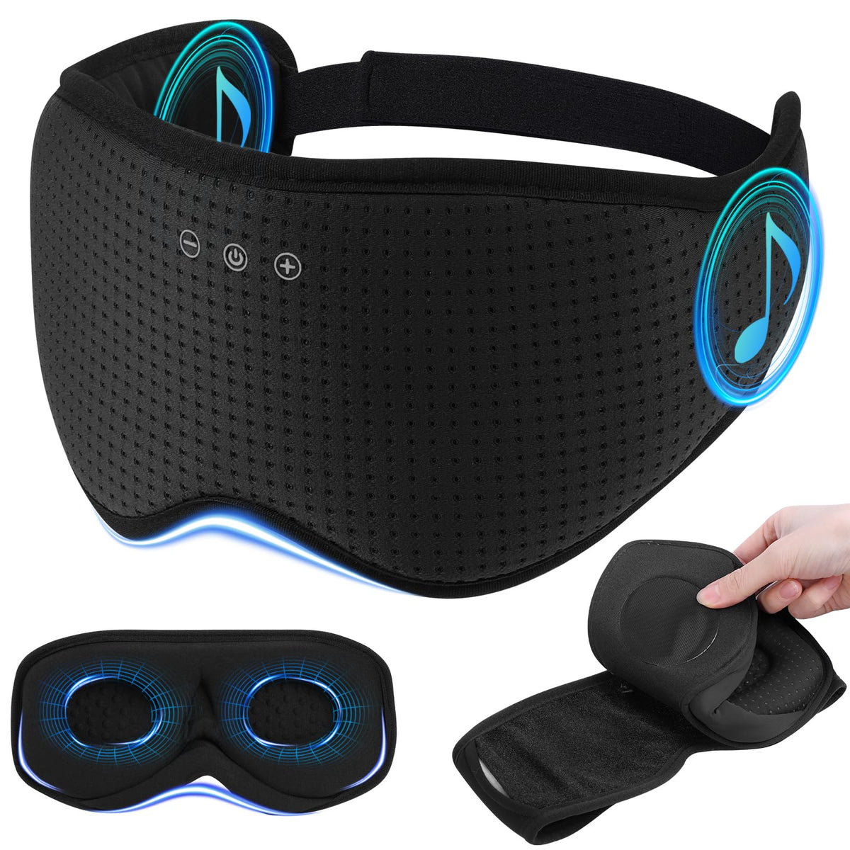ZHENYEMEI máscara de sueño con Bluetooth, vista frontal para viajar sin interrupciones.