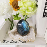 ZHIYUXI Labradorita, piedra palmar para armonía del espacio o decoración serena de escritorio.