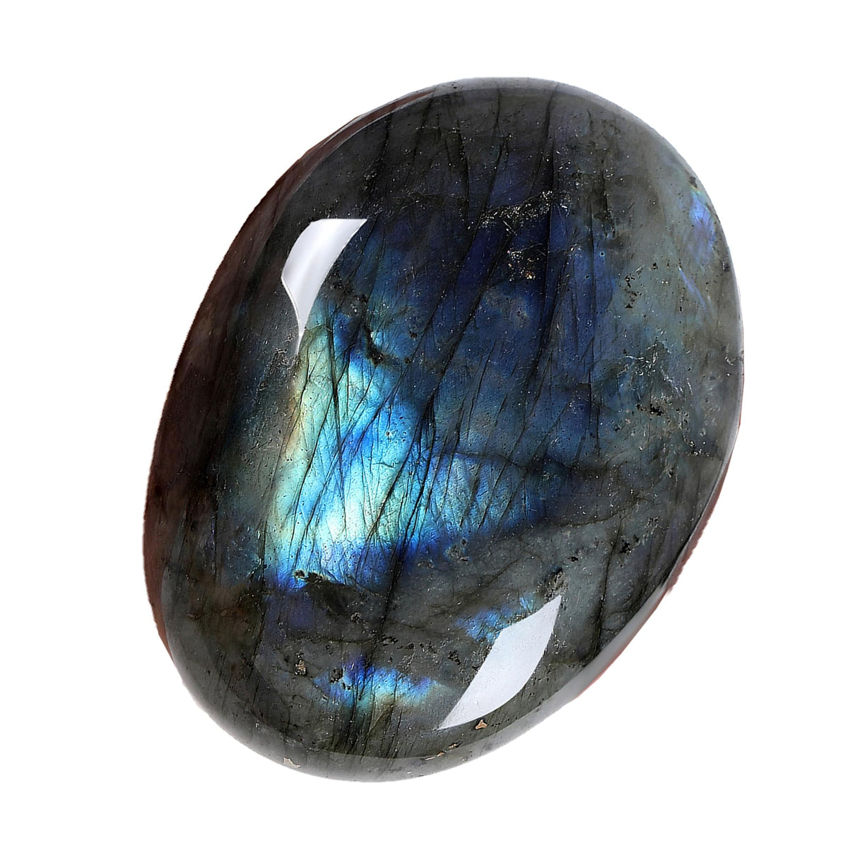 ZHIYUXI Labradorita, piedra palmar ovalada, ideal para relajación y calma en la mano.