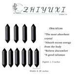 Puntas de obsidiana negra de ZHIYUXI en bolso, energía portátil