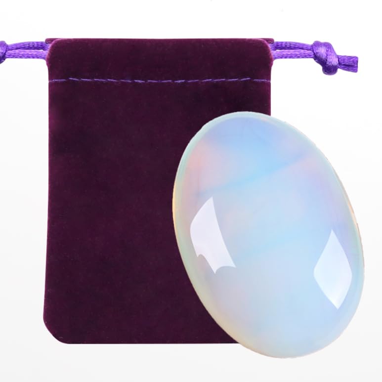 Piedra Opalite ZHIYUXI, palma ovalada de 2,4 pulgadas, ideal para relajar la mente.