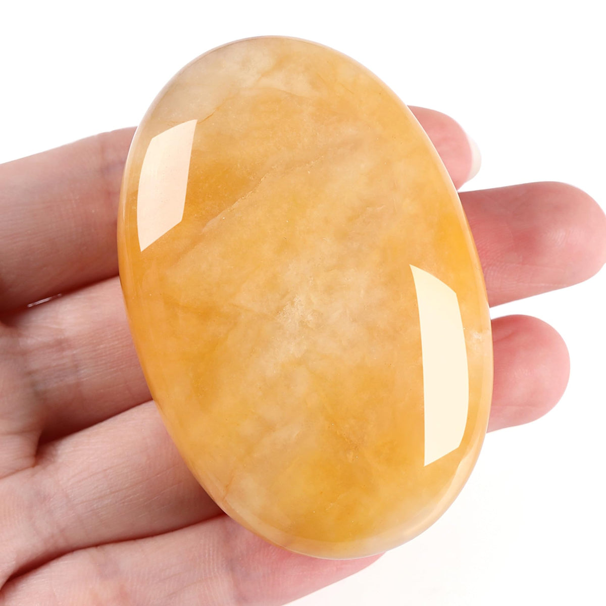 Piedra palma amarilla de ZHIYUXI para meditación y equilibrio.