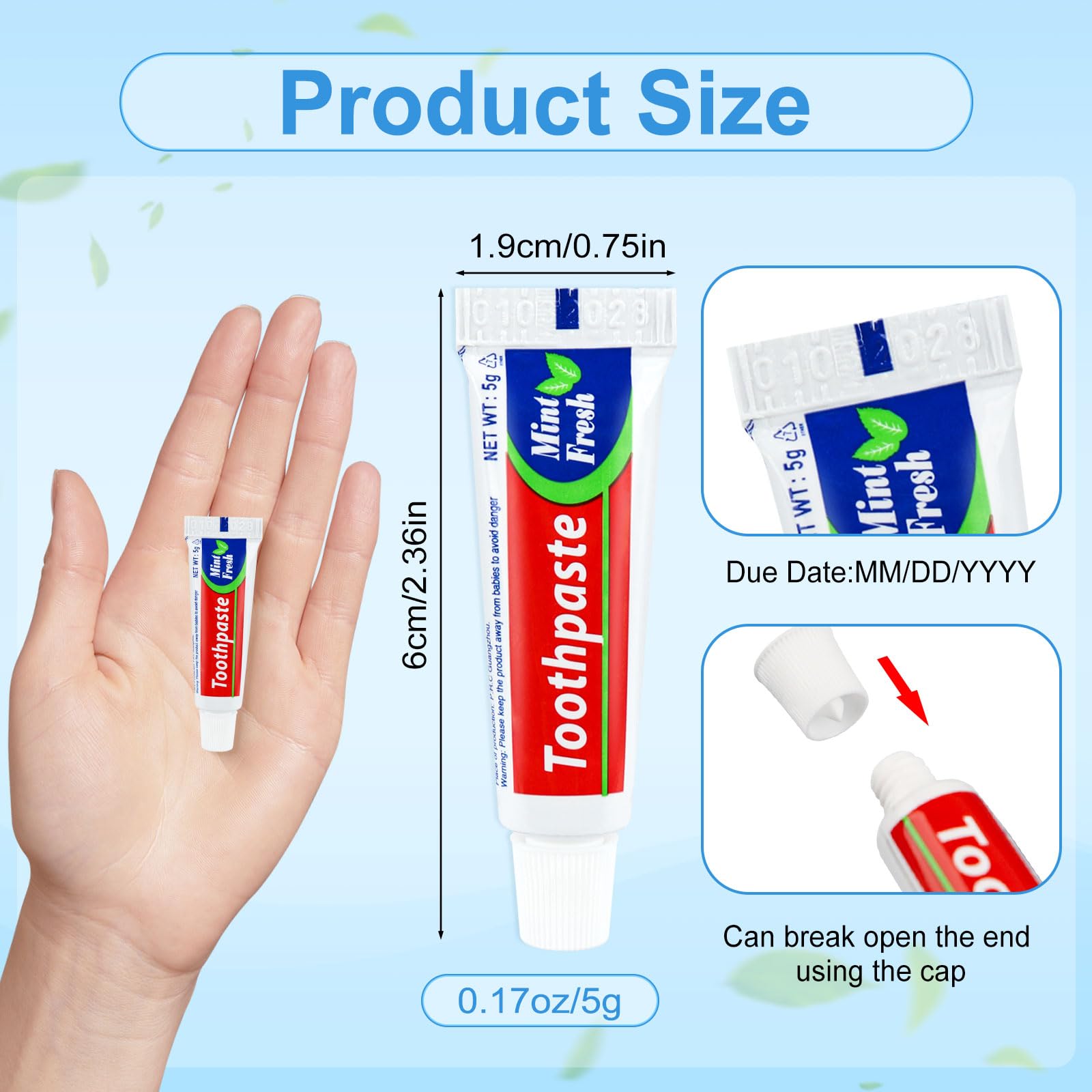 Pasta dental mini de Zhjianup con empaque portátil, ideal para maleta o bolso