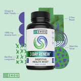 Zhou 3 Day Renew: alcachofa y cardo mariano, apoyo natural para el bienestar intestinal