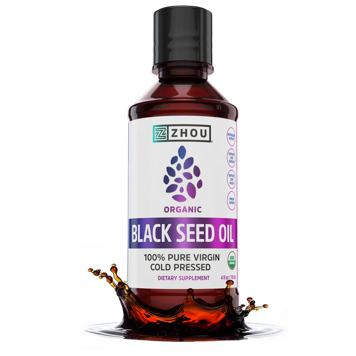 ZHOU Aceite de semilla negra: botella para uso diario y bienestar general.