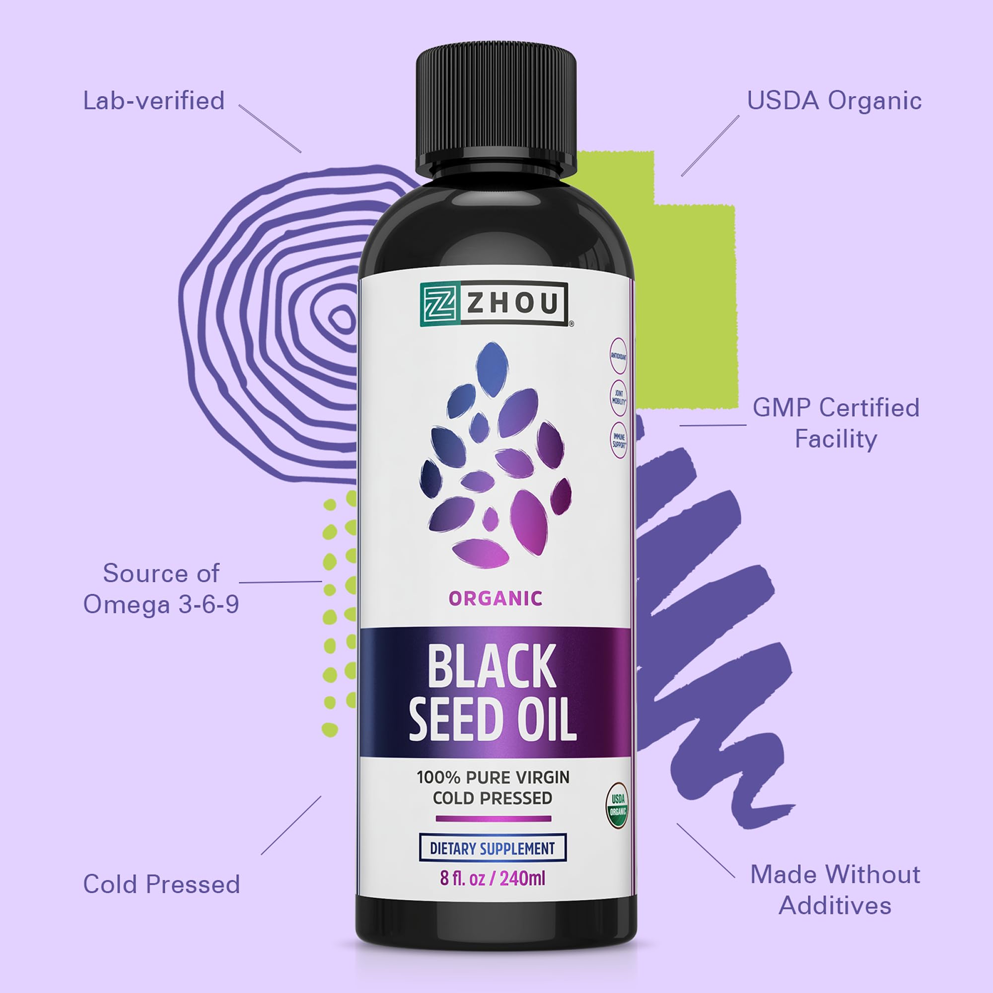 ZHOU Aceite de semilla negra - uso para cabello y piel.