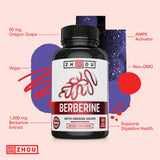 Etiqueta Zhou Berberina, sin gluten y vegana.