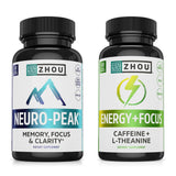 ZHOU conjunto cerebro y energía: botella visible para enfoque sostenido en tareas.