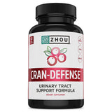Zhou Cran-Defense: frasco de cápsulas para apoyo urinario diario.