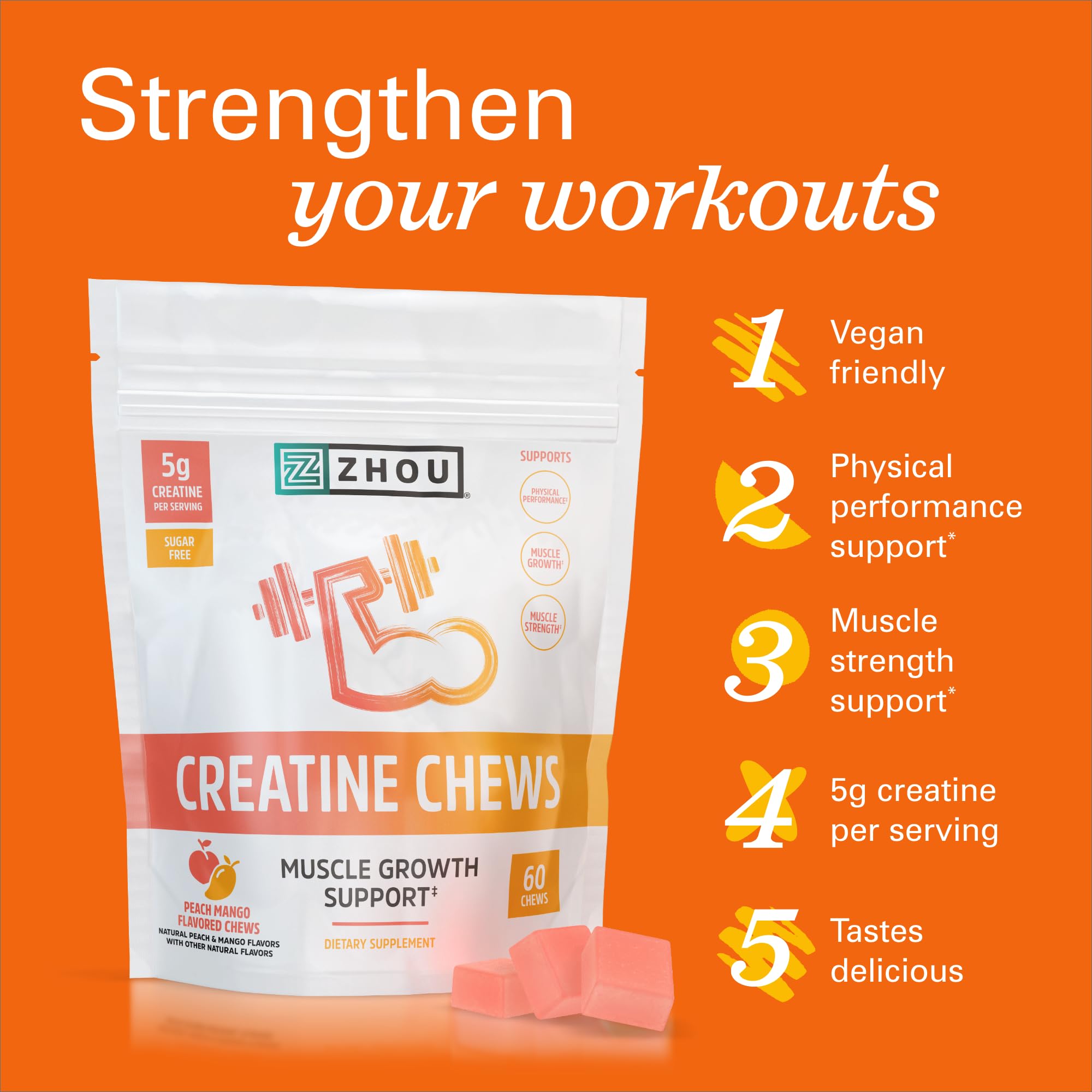 ZHOU Creatine Chews laboratorio GMP, garantía de pureza y calidad.